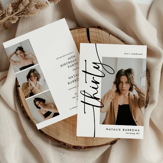 Script Thirty 4 Photo Collage 30th Birthday Kaart