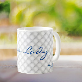 Script Titel, White Tufted Pattern 11oz Coffee Mok