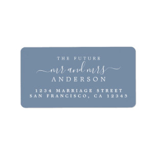 Script Toekomst Mr Mevrouw Vintage Blauw Retouradr Etiket