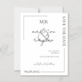 Script Typografie Monogram Bruiloft De datum opsla Magnetische Uitnodiging (Voorkant)