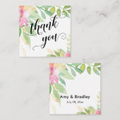  Script Typografie Roze Bloemen Bruiloft Favor Informatiekaartje (Voorkant / Achterkant)