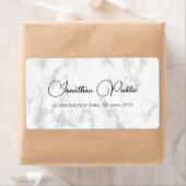 Script Typografie Wit Marmer Verzendadres Etiket (Insitu)