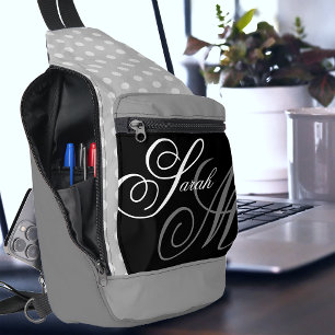 Script Typografie Zwart Grijs Wit Monogram Sling Bag