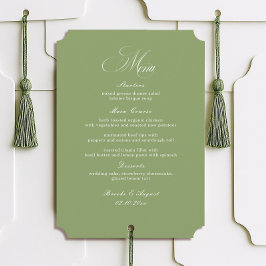 Script Typography Sage Green Wedding Menu Card Kaart