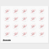 Script V Étiquette Monogramme (rouge / noir) (Feuille)