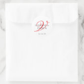 Script V-monogram-labels (rood/zwart) Ronde Sticker (Tas)