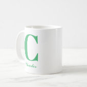 Script vert personnalisé initial et nom Mug (Devant gauche)