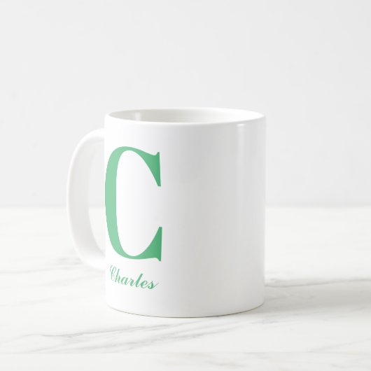 Script vert personnalisé initial et nom Mug (Devant gauche)