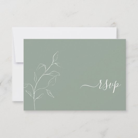 Script vert Sage moderne Botanique QR Code RSVP (Devant)