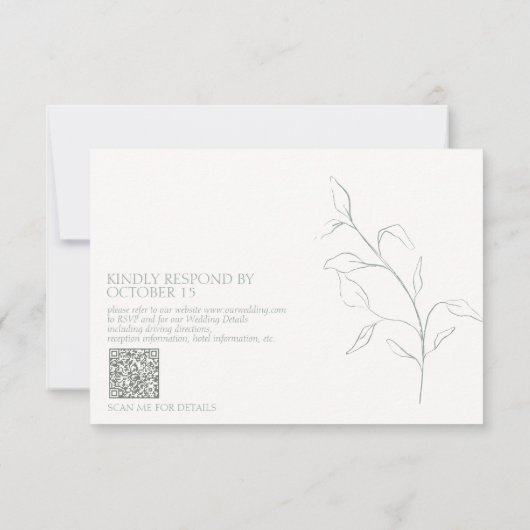Script vert Sage moderne Botanique QR Code RSVP (Dos)