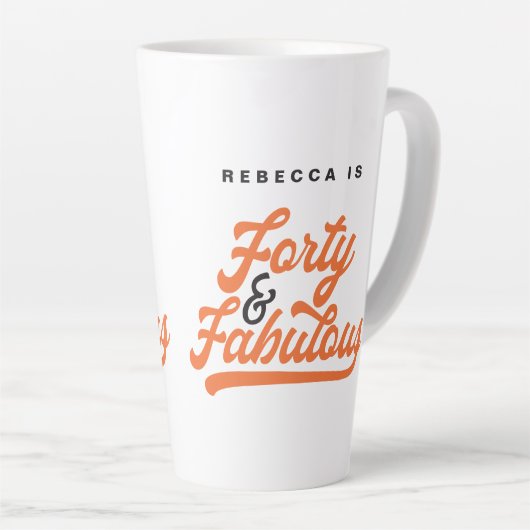  script voor 40 en fantastische verjaardagscourant latte mok (Rechterhoek)