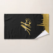  script voor modern zwart-wit en goudmonogram bad handdoek (Handdoek)
