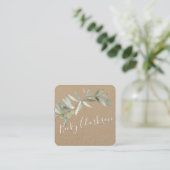  script voor Silver Blue Greenery Kraft Paper Vierkante Visitekaartje (Staand voorkant)