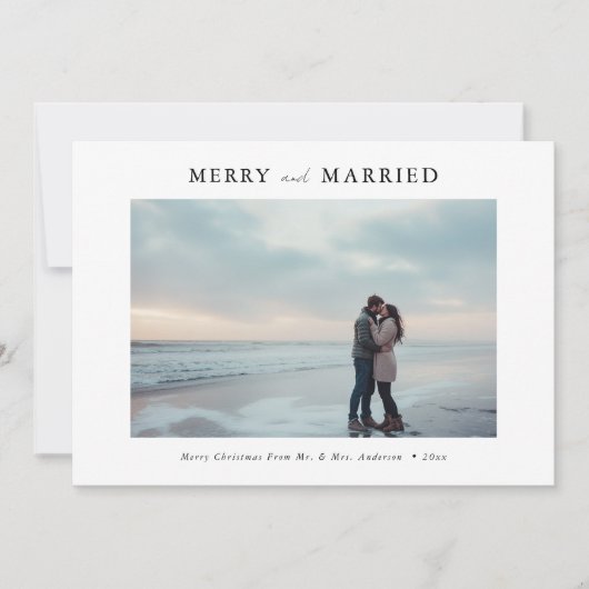 Script Vrolijk en getrouwde Pas getrouwd Foto Kers Feestdagenkaart (Voorkant)