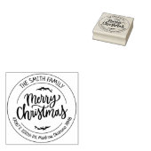 Script Vrolijk kerstfeest, familie retour adres Rubberstempel (Gestempeld)