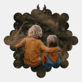 script vrolijk kerstfeest rustiek hert 1 foto ornament kaart (Achterkant)