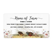 Script Watercolor Farm Quail Egg Carton Label (Voorkant)