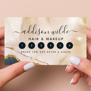 Script Watercolor Roze Zwart Goud Marmer Zakelijk Klantenkaartje