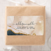 Script Waterverf Roze Zwart Goud Marmer Verzending Etiket (Insitu)