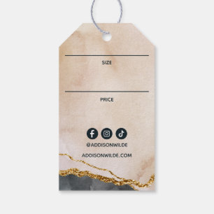 Script Waterverf Roze Zwart Goud Prijs Hang Tag Cadeaulabel