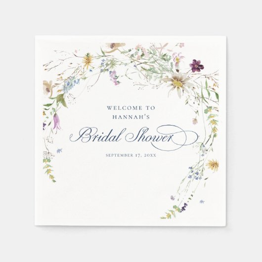 Script Waterverf Wildflower Vrijgezellenfeest Servet (Voorkant)