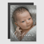 Script Welcome Baby Photo Faire-part de naissance (Devant / Derrière)