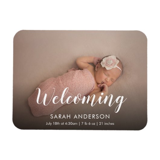 Script Welcome Baby Photo Magnet (Horizontal)