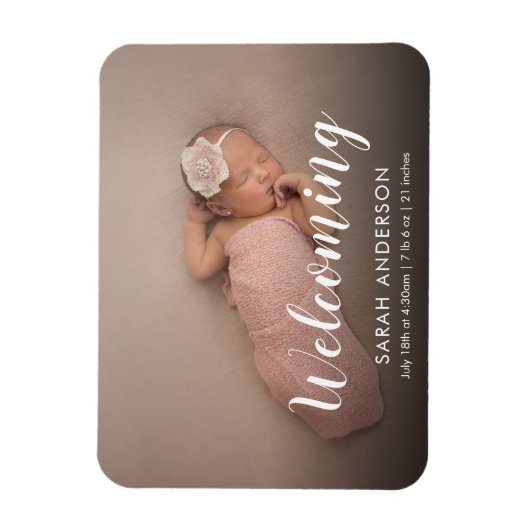 Script Welcome Baby Photo Magnet (Vertical)