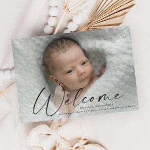 Script Welkom Baby Foto Geboorteaankondiging Magnetische Uitnodiging