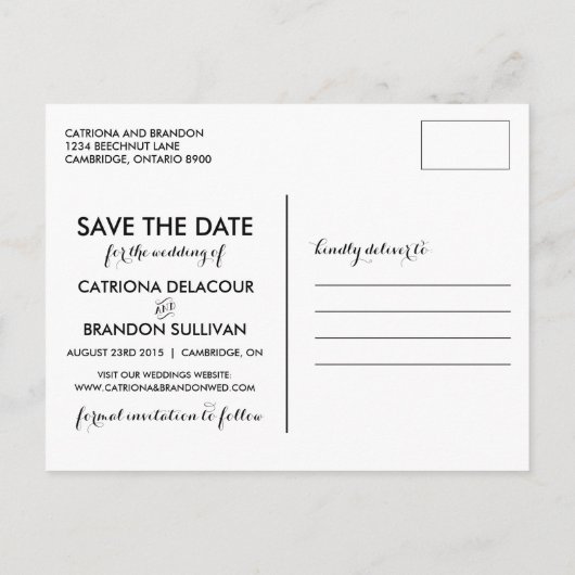 SCRIPT WHIMSICAL BLANC ENREGISTRER LA DATE CARTE P (Dos)