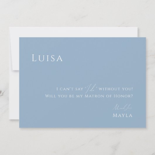 Script Whimsical | Carte d'honneur Dusty Blue Matr (Dos)