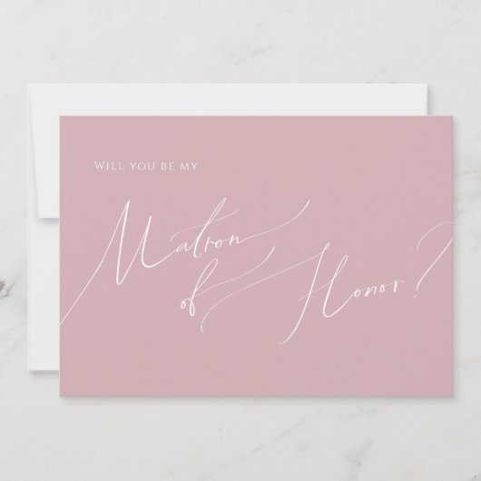 Script Whimsical | Carte d'honneur Dusty Rose Matr (Devant)