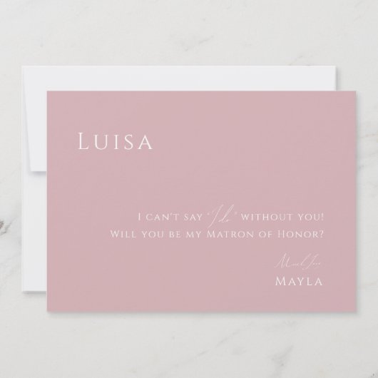 Script Whimsical | Carte d'honneur Dusty Rose Matr (Dos)