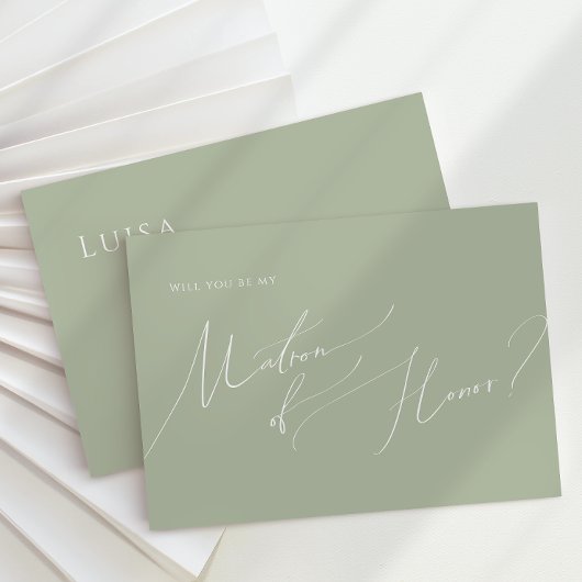 Script Whimsical | Carte d'honneur Sage Green Matr