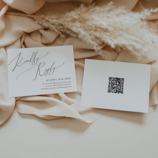 Script Whimsical | Carte RSVP de code QR horizonta