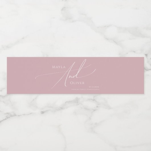 Script Whimsical | Dusty Rose Étiquette de bouteil (Étiquettes simples)