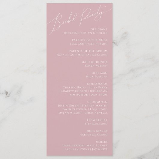 Script Whimsical | Dusty Rose Wedding Programme (Dos)