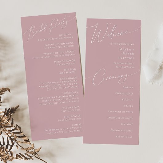 Script Whimsical | Dusty Rose Wedding Programme