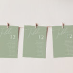 Script Whimsical | Graphique des numéros de table<br><div class="desc">Voici notre magnifique script lunatique | sage tableau vert graphique de nombres parfait pour votre simple fête de printemps de boho moderne. Notre design élégant comprend une palette de couleurs vives et pastel avec un script de calligraphie vintage et chic. Que vous préfériez un style minimaliste ou classique, notre produit...</div>