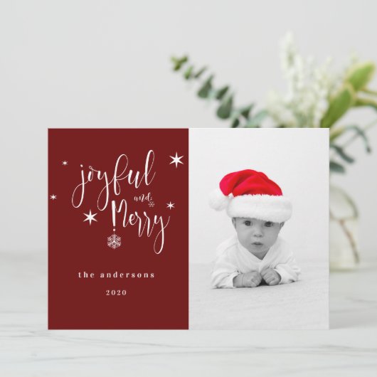 Script Whimsical Joyeux Et Joyeuse Carte De Noël (Debout devant)