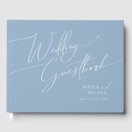 Script Whimsical | Livre d'or Dusty Blue Mariage (Recto)