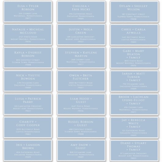 Script Whimsical Mariage bleu Étiquette de adresse (Devant)