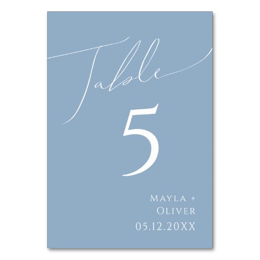 Script Whimsical | Numéro de table bleu Dusty (Par défaut)