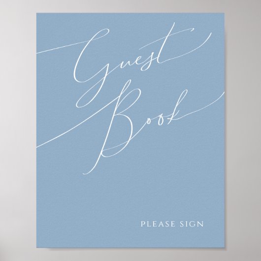 Script Whimsical | Panneau du livre d'or bleu Dust (Devant)