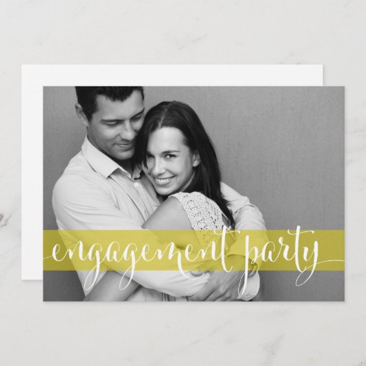Script Whimsical Photo Engagement Party Invitation (Devant / Derrière)