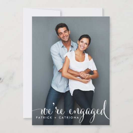 Script Whimsical Photo Engagement Party Invitation (Devant)