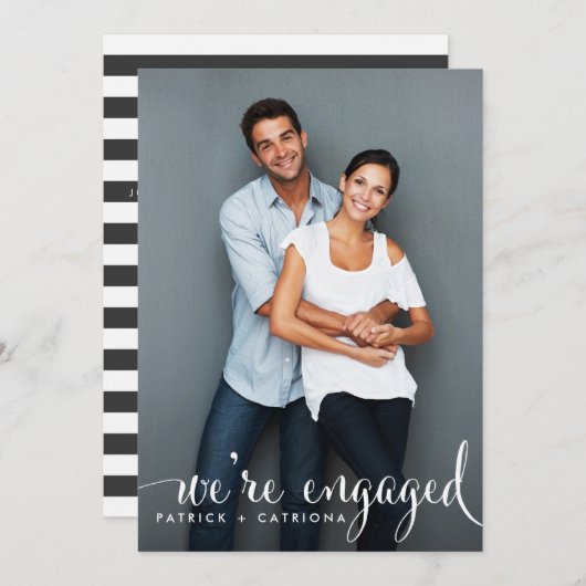 Script Whimsical Photo Engagement Party Invitation (Devant / Derrière)