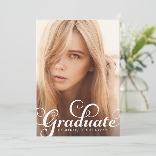 Script Whimsical Photo Graduation Invitation (Debout devant)