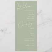 Script Whimsical | Programme de mariage vert Sage (Devant)