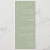 Script Whimsical | Programme de mariage vert Sage (Dos)